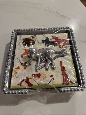 Mariposa Beaded Cocktail Napkin Holder & Dog weight with napkins